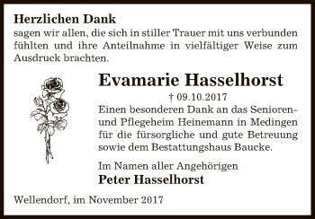 Traueranzeige von Evamarie Hasselhorst von Uelzen