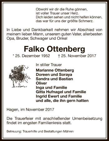 Traueranzeige von Falko Ottenberg von Uelzen