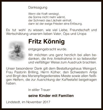 Traueranzeige von Fritz Könnig von Uelzen