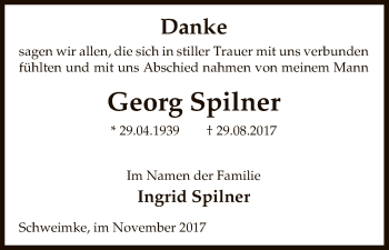 Traueranzeige von Georg Spilner von Uelzen