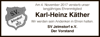 Traueranzeige von Karl-Heinz Käther von Uelzen