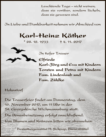 Traueranzeige von Karl-Heinz Käther von Uelzen