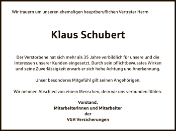 Traueranzeige von Klaus Schubert von Uelzen