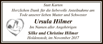 Traueranzeige von Ursula Hilmer von Uelzen