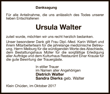 Traueranzeige von Ursula Walter von Uelzen