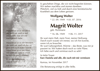 Traueranzeige von Wolfgang und Magrit Wolter von Uelzen