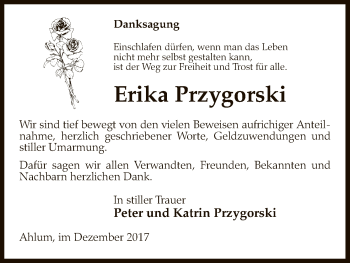 Traueranzeige von Erika Przygorski von Uelzen