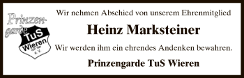 Traueranzeige von Heinz Marksteiner von Uelzen