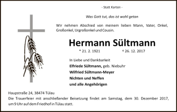 Traueranzeige von Hermann Sültmann von Uelzen