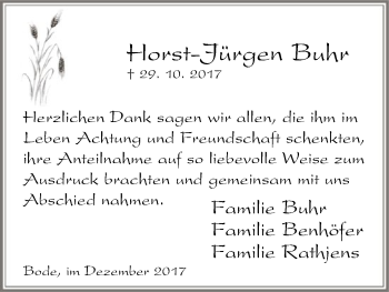 Traueranzeige von Horst-Jürgen Buhr von Uelzen