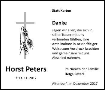 Traueranzeige von Horst Peters von Uelzen