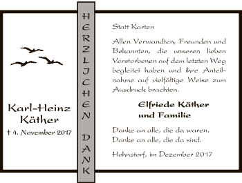 Traueranzeige von Karl-Heinz Käther von Uelzen