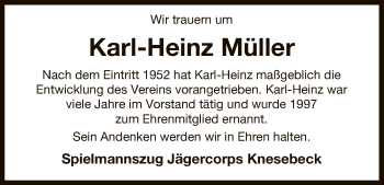 Traueranzeige von Karl-Heinz Müller von Uelzen