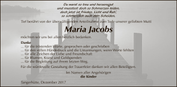 Traueranzeige von Maria Jacobs von Uelzen