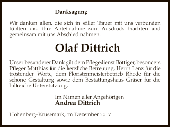 Traueranzeige von Olaf Dittrich von Uelzen