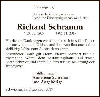 Traueranzeige von Richard Schramm von Uelzen