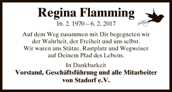 Traueranzeige von Regina Flamming von Uelzen