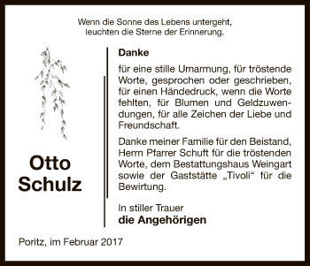 Traueranzeige von Otto Schulz von Uelzen