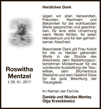 Traueranzeige von Roswitha Mentzel von Uelzen