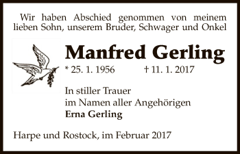 Traueranzeige von Manfred Gerling von Uelzen