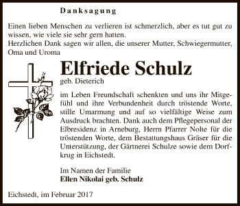 Traueranzeige von Elfriede Schulz von Uelzen