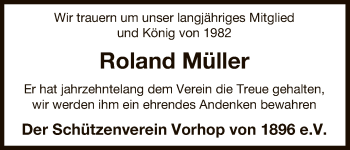 Traueranzeige von Roland Müller von Uelzen