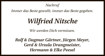 Traueranzeige von Wilfried Nitsche von Uelzen