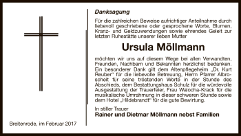 Traueranzeige von Ursula Möllmann von Uelzen