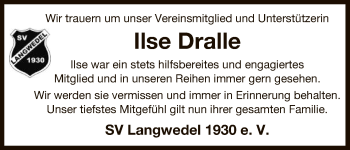 Traueranzeige von Ilse Dralle von Uelzen