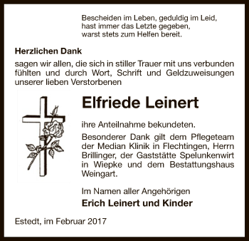 Traueranzeige von Elfriede Leinert von Uelzen