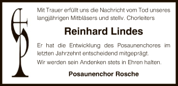 Traueranzeige von Reinhard Lindes von Uelzen