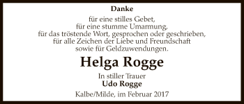 Traueranzeige von Helga Rogge von Uelzen