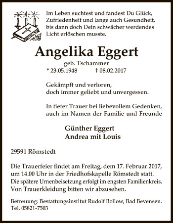 Traueranzeige von Angelika Eggert von Uelzen