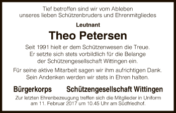 Traueranzeige von Theo Petersen von Uelzen