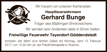 Traueranzeige von Gerhard Bunge von Uelzen