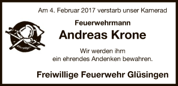 Traueranzeige von Andreas Krone von Uelzen