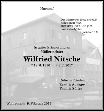 Traueranzeige von Wilfried Nitsche von Uelzen