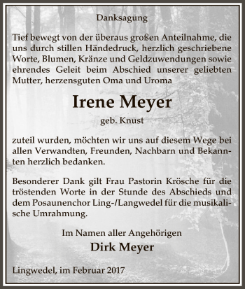 Traueranzeige von Irene Meyer von Uelzen