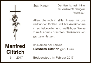 Traueranzeige von Manfred Cittrich von Uelzen