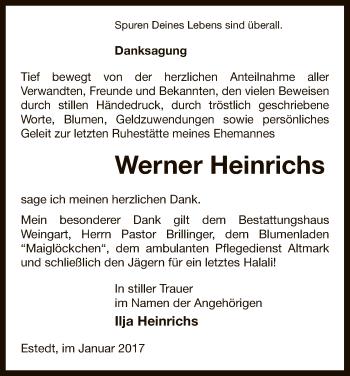 Traueranzeige von Werner Heinrichs von Uelzen