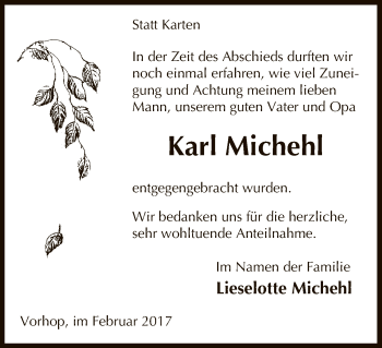 Traueranzeige von Karl Michehl von Uelzen