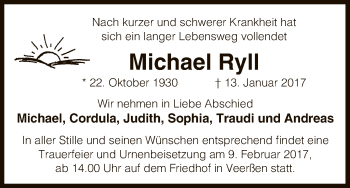 Traueranzeige von Michael Ryll von Uelzen