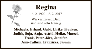 Traueranzeige von Regina Flamming von Uelzen