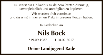 Traueranzeige von Nils Bock von Uelzen