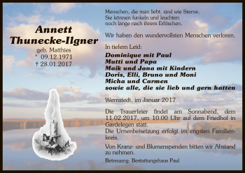 Traueranzeige von Annett Thunecke-Ilgner von Uelzen