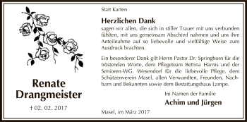 Traueranzeige von Renate Drangmeister von Uelzen