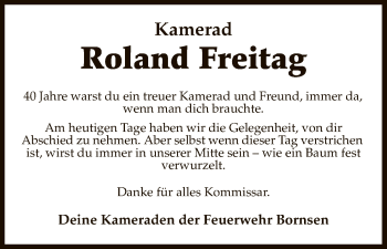 Traueranzeige von Roland Freitag von Uelzen