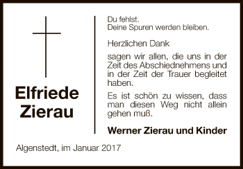 Traueranzeige von Elfriede Zierau von Uelzen