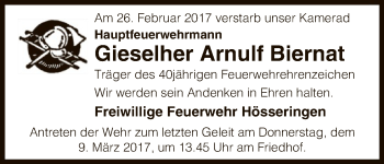 Traueranzeige von Gieselher Arnulf Biernat von Uelzen