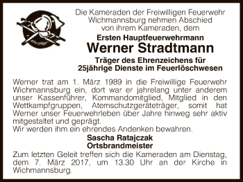 Traueranzeige von Werner Stradtmann von Uelzen